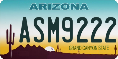 AZ license plate ASM9222