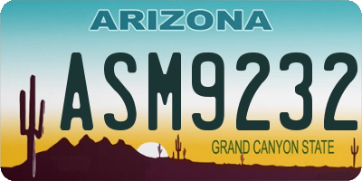 AZ license plate ASM9232