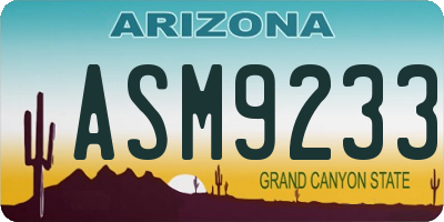 AZ license plate ASM9233