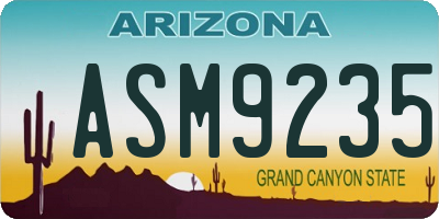 AZ license plate ASM9235