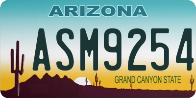 AZ license plate ASM9254