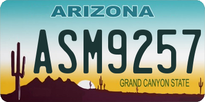 AZ license plate ASM9257