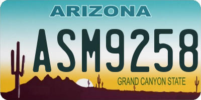 AZ license plate ASM9258