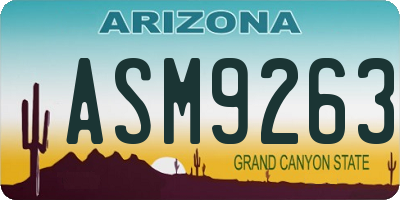 AZ license plate ASM9263