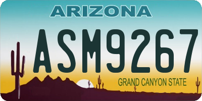 AZ license plate ASM9267