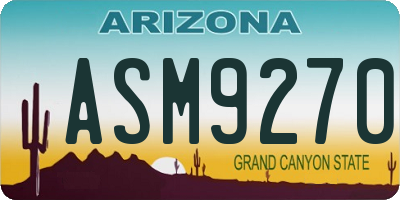 AZ license plate ASM9270