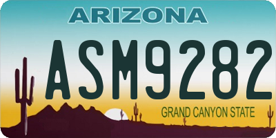 AZ license plate ASM9282