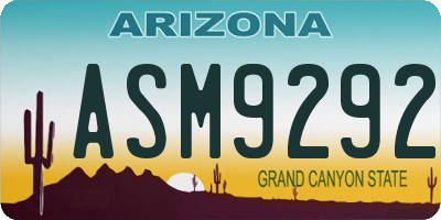 AZ license plate ASM9292