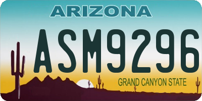 AZ license plate ASM9296