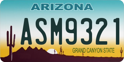 AZ license plate ASM9321