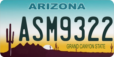 AZ license plate ASM9322