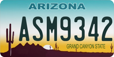 AZ license plate ASM9342