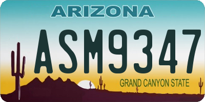 AZ license plate ASM9347