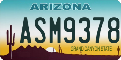AZ license plate ASM9378