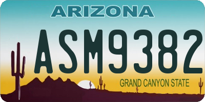 AZ license plate ASM9382