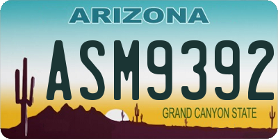 AZ license plate ASM9392