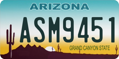 AZ license plate ASM9451