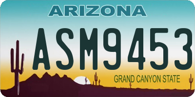 AZ license plate ASM9453