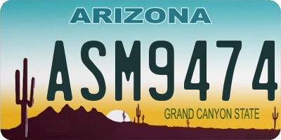 AZ license plate ASM9474
