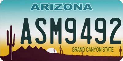 AZ license plate ASM9492