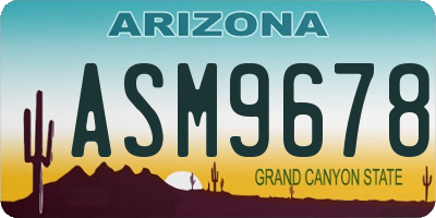 AZ license plate ASM9678