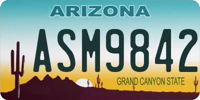 AZ license plate ASM9842