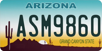 AZ license plate ASM9860
