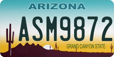 AZ license plate ASM9872
