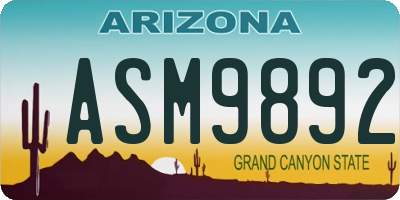 AZ license plate ASM9892