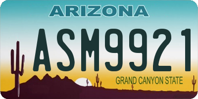AZ license plate ASM9921