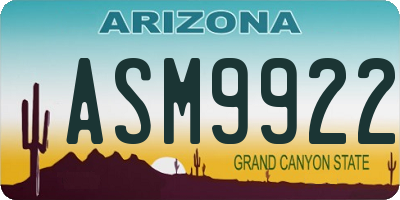 AZ license plate ASM9922