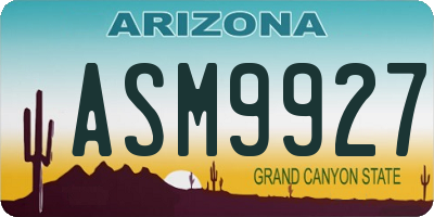 AZ license plate ASM9927