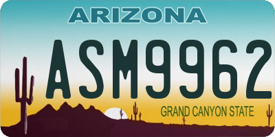 AZ license plate ASM9962
