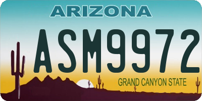 AZ license plate ASM9972