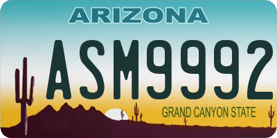 AZ license plate ASM9992