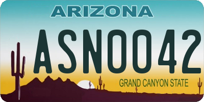 AZ license plate ASN0042
