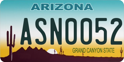 AZ license plate ASN0052