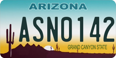 AZ license plate ASN0142