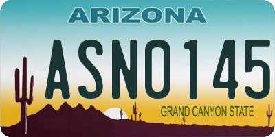 AZ license plate ASN0145