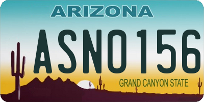 AZ license plate ASN0156