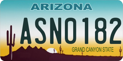 AZ license plate ASN0182