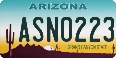 AZ license plate ASN0223