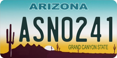 AZ license plate ASN0241