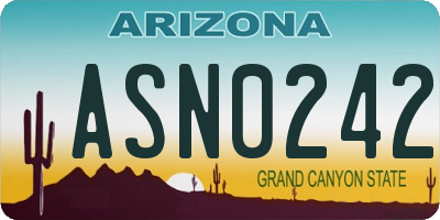 AZ license plate ASN0242