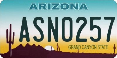 AZ license plate ASN0257
