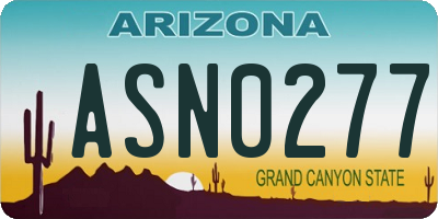 AZ license plate ASN0277