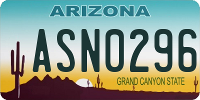 AZ license plate ASN0296
