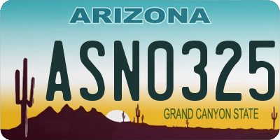 AZ license plate ASN0325