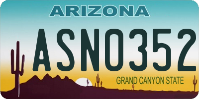 AZ license plate ASN0352