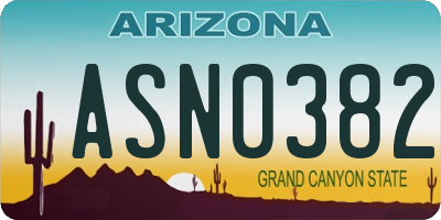 AZ license plate ASN0382